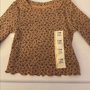 Cat & Jack Brown and Black Long Sleeve Animal Print Tee